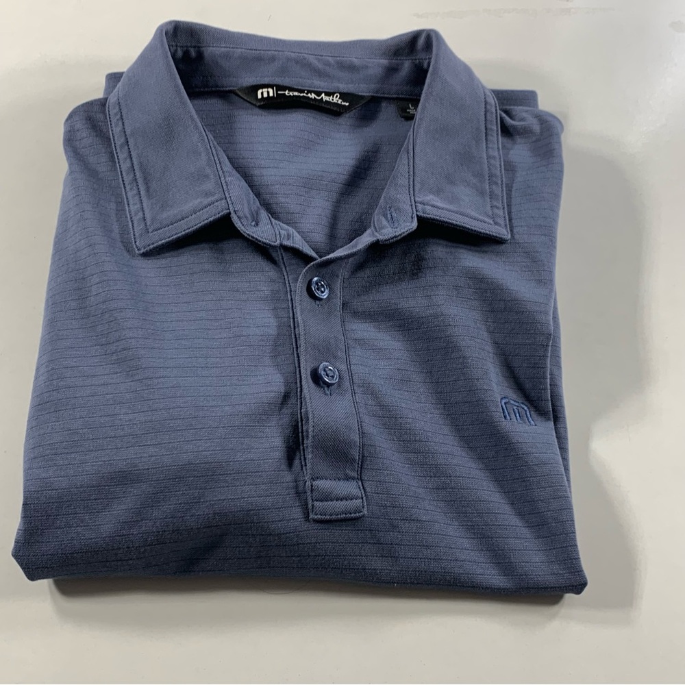 Travis Mathew Mens Golf Shirt 3 Button Size Large Blue